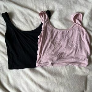 Black and Pink Ribbed Tank Tops